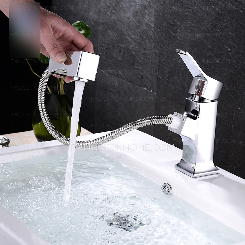 New Arrival Suqare Shaped Pull Out Bathroom Sink Faucet