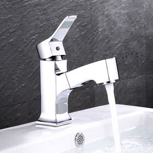 New Arrival Suqare Shaped Pull Out Bathroom Sink Faucet