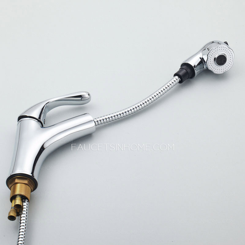 Good Single Handle Pull Out Copper Bathroom Sink Faucet