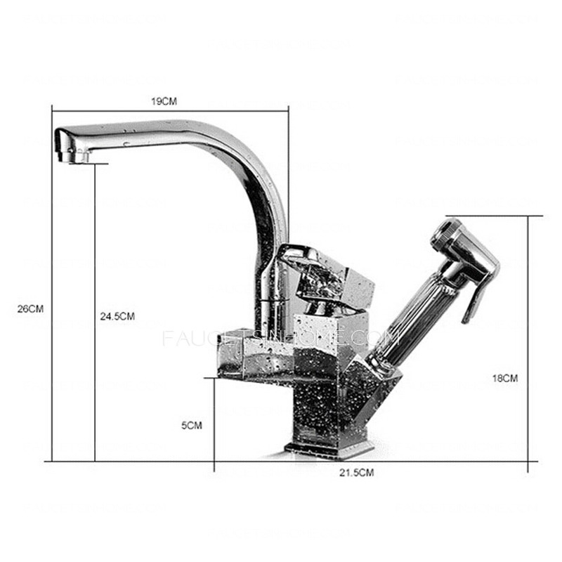 Fashionable Heightening Pullout Bathroom Sink Faucet With Spray Gun