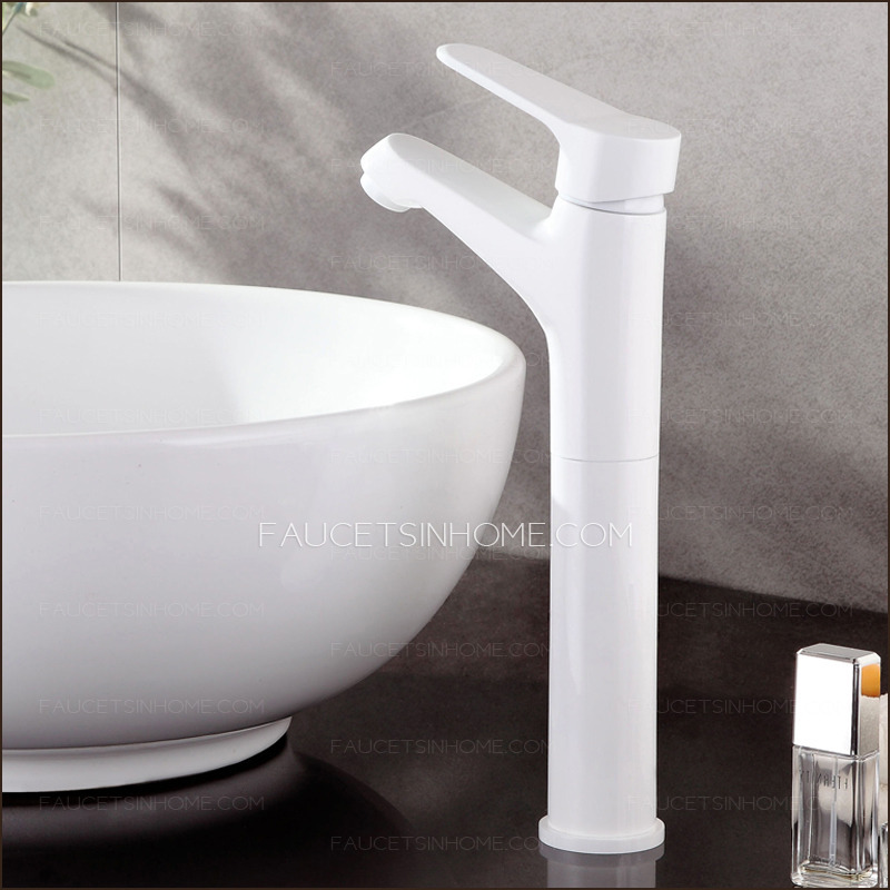 Artistic White Painting Vessel Mount Heightening Sink Faucet Bathroom