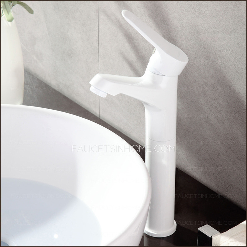 Artistic White Painting Vessel Mount Heightening Sink Faucet Bathroom