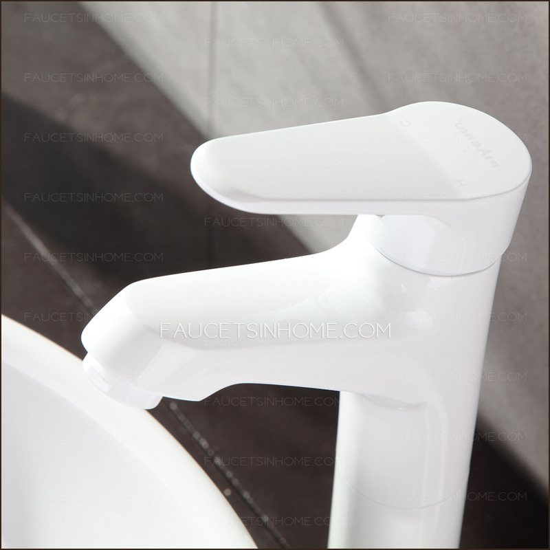 Artistic White Painting Vessel Mount Heightening Sink Faucet Bathroom