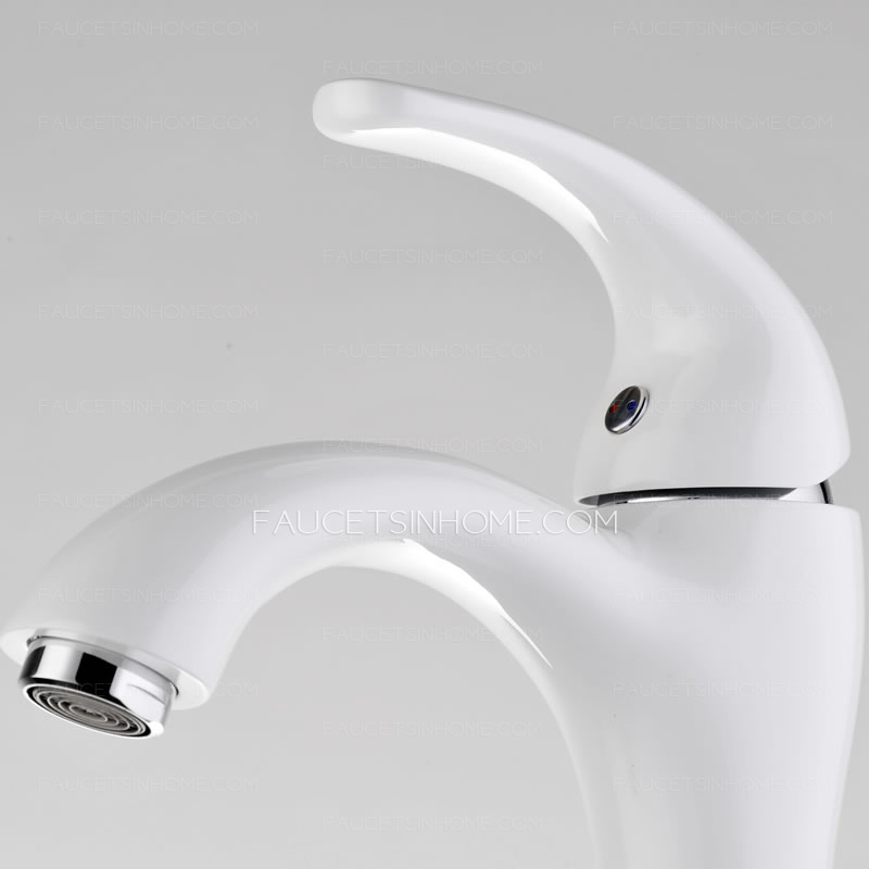 Streamlined Design White Painting One Hole Sink Faucet Bathroom