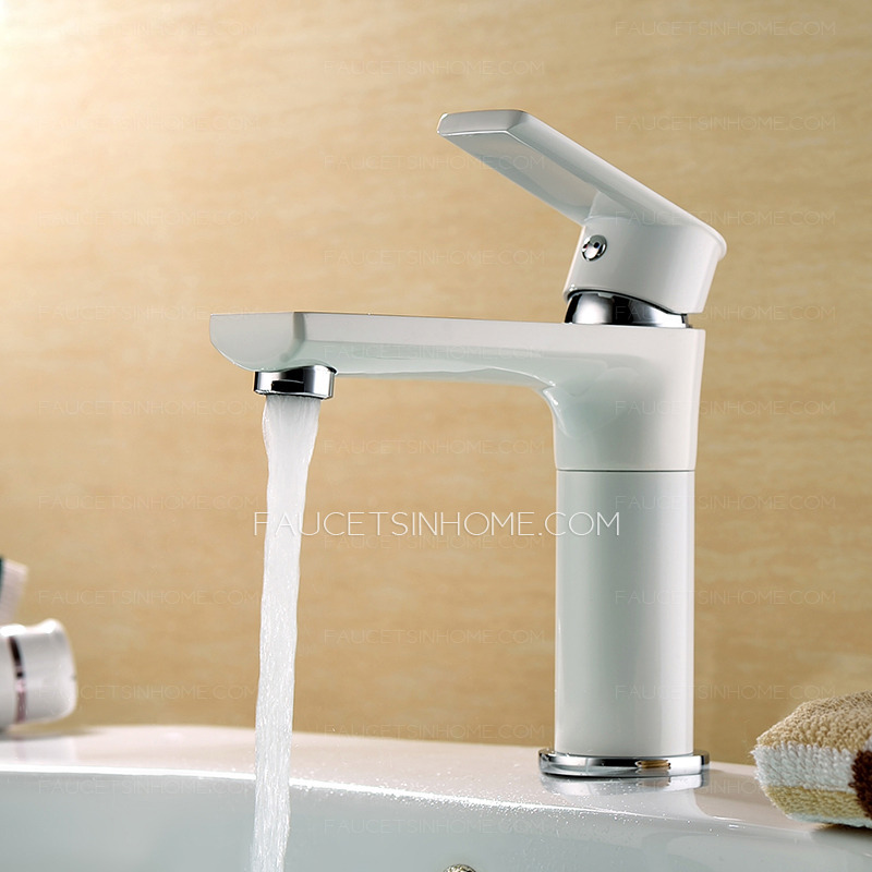Classical White Painting Copper Mirror Surface Bathroom Sink Faucets