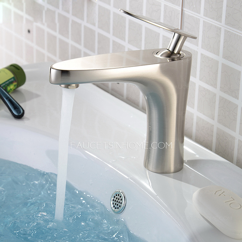 Modern Brushed Nickel Copper Single Handle Bathroom Sink Faucet