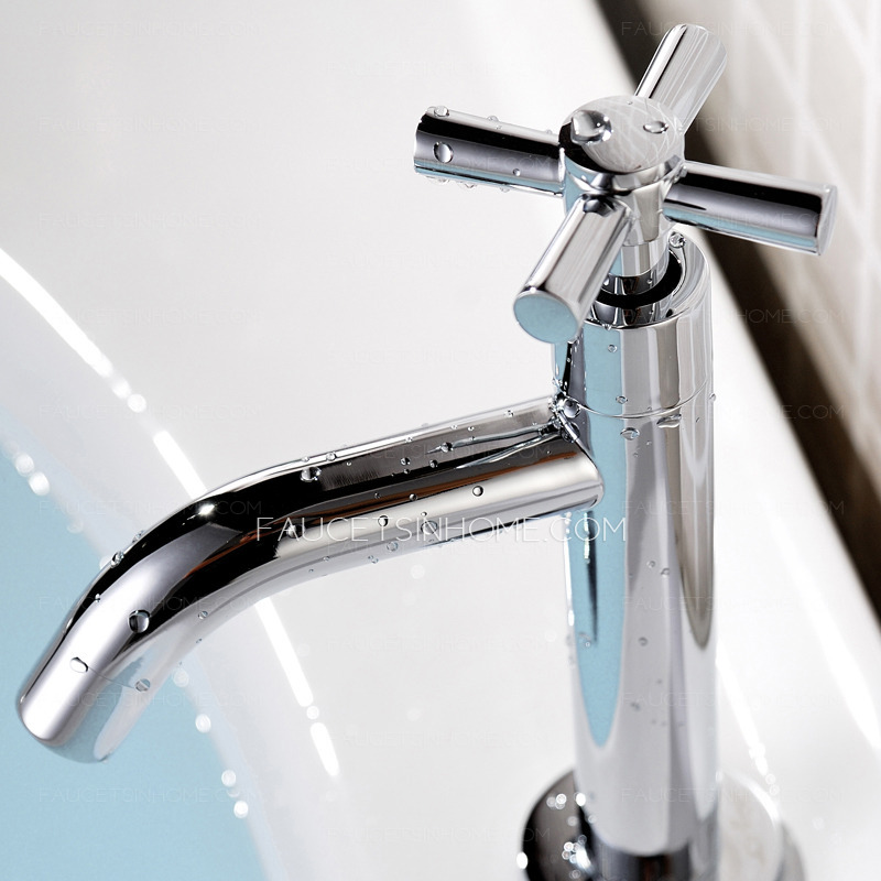 Designed Copper Cross Single Handle Bathroom Sink Faucet Cold Water