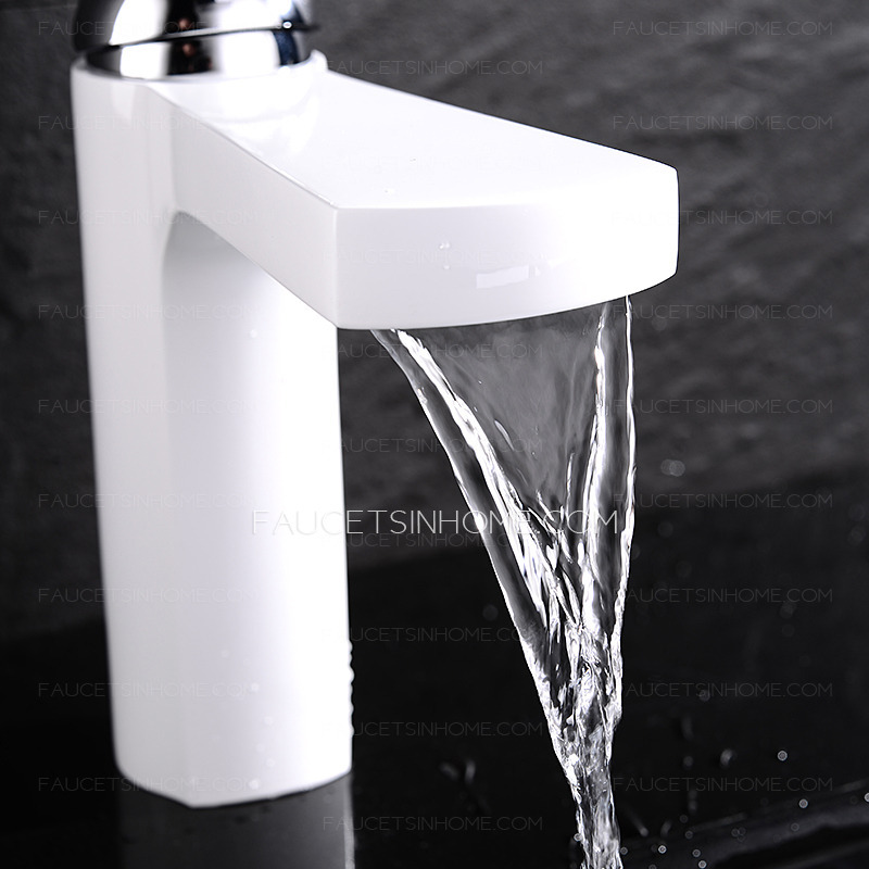 Chic White Painting Sector Shaped Bathroom Sink Faucet