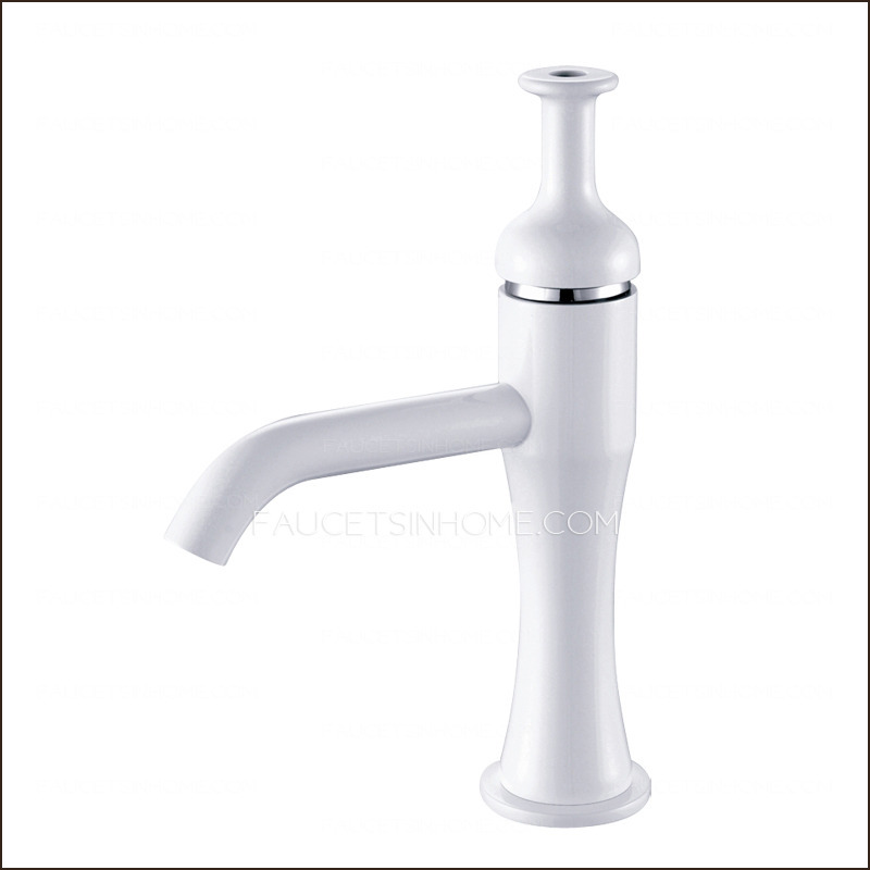 Cool White Painting Single Handle Sink Faucet Bathroom