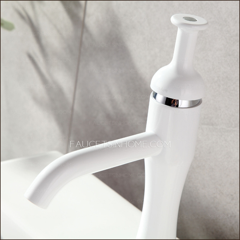 Cool White Painting Single Handle Sink Faucet Bathroom