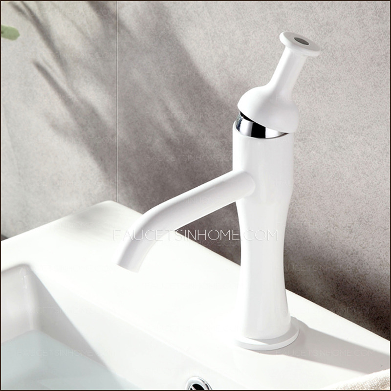 Cool White Painting Single Handle Sink Faucet Bathroom