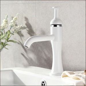 Cool White Painting Single Handle Sink Faucet Bathroom