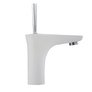 High End Stick Handle White Painting Bathroom Faucet Single Hole