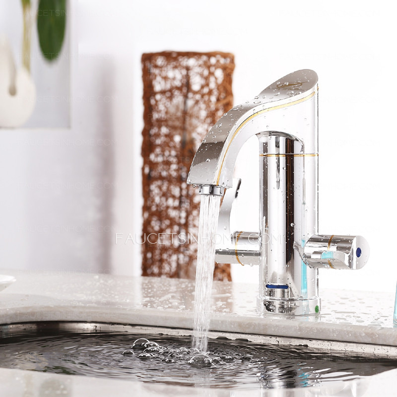 Convenient Copper Silver Electric Faucet For Bathroom