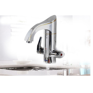 Convenient Copper Silver Electric Faucet For Bathroom