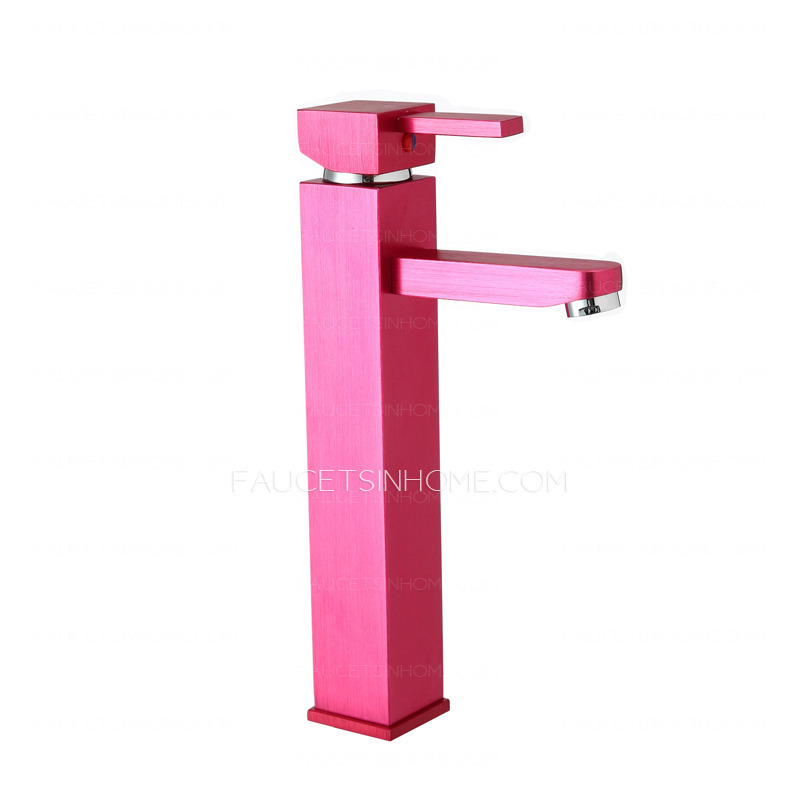 Colored Rose Pink Heightening Square Shaped Bathroom Faucets