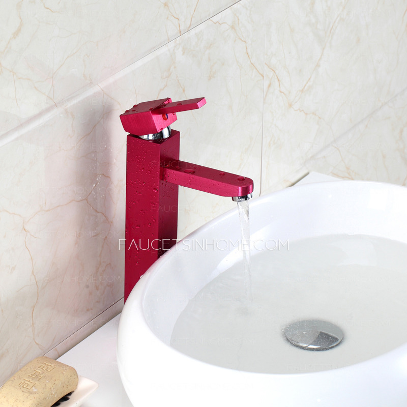 Colored Rose Pink Heightening Square Shaped Bathroom Faucets