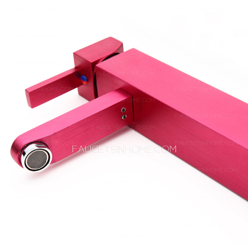 Colored Rose Pink Heightening Square Shaped Bathroom Faucets