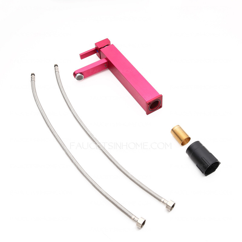 Colored Rose Pink Heightening Square Shaped Bathroom Faucets