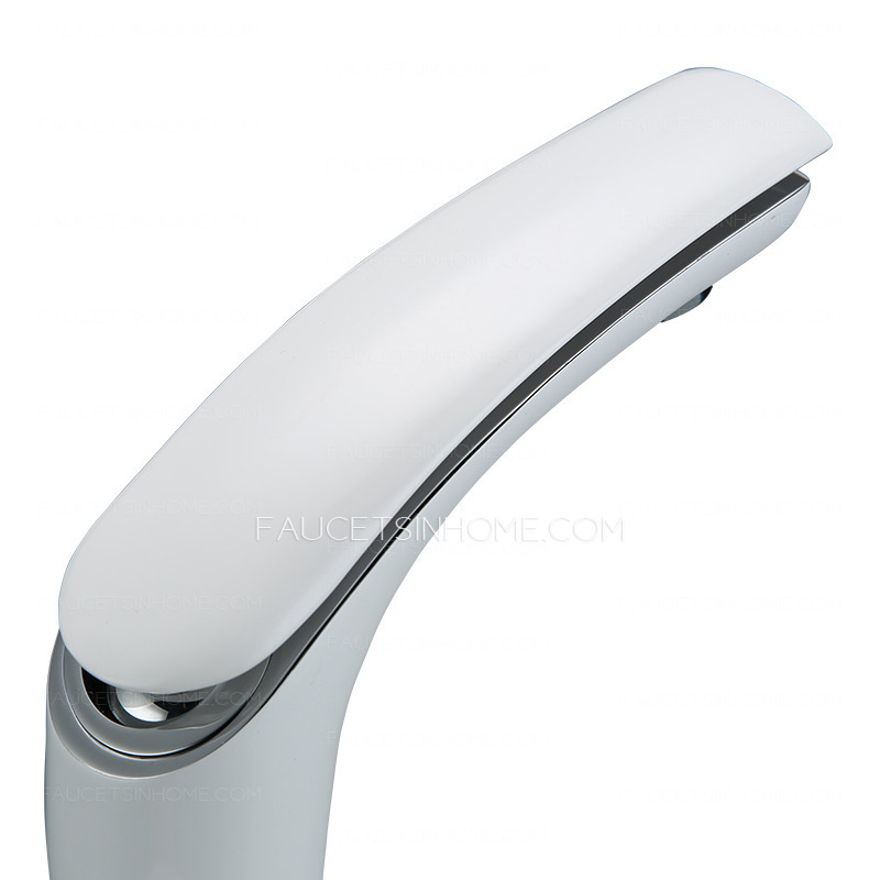 Cool White Painting Streamlined Designed Bathroom Sink Faucet