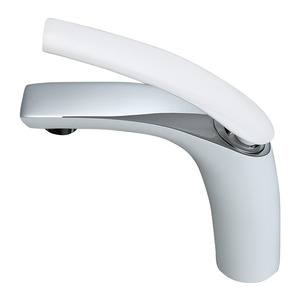 Cool White Painting Streamlined Designed Bathroom Sink Faucet