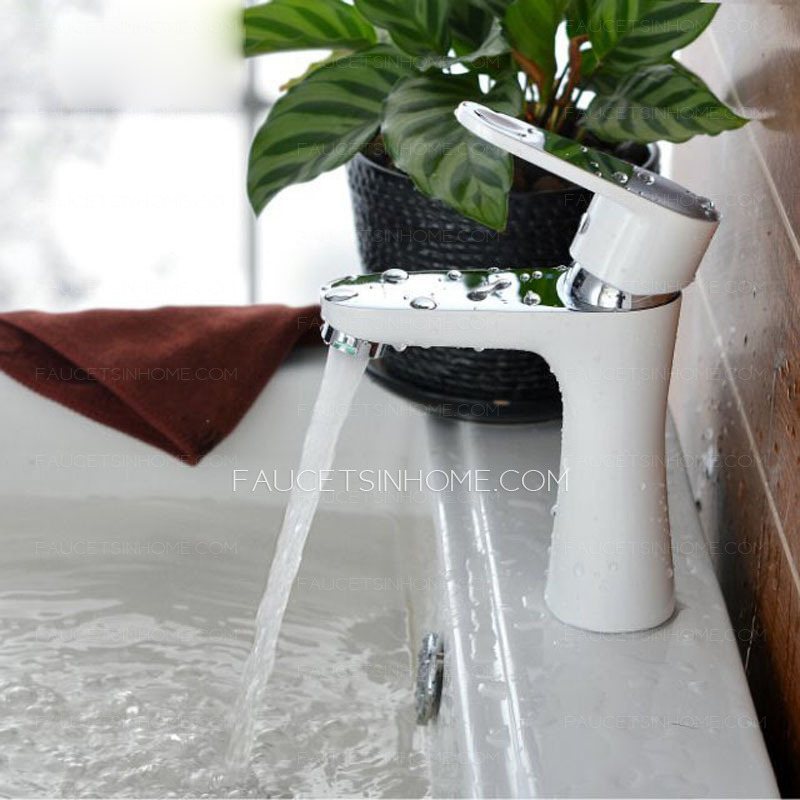 Modern White Painting Single Handle Bathroom Faucet On Sale