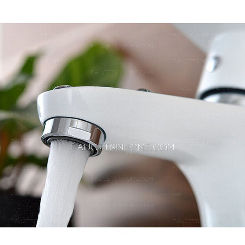 Modern White Painting Single Handle Bathroom Faucet On Sale