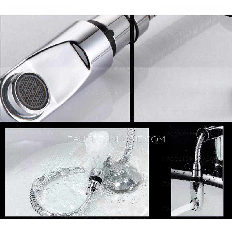 Modern Black Painting Vessel Mount Bathroom Faucet Pull Out Spray