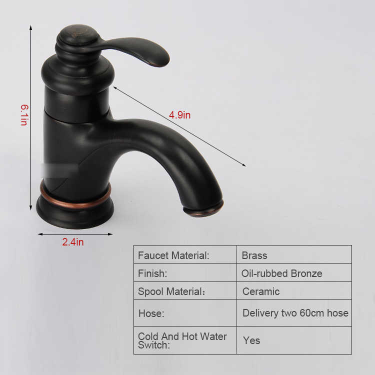 Hot Sale Oil Rubbed Bronze Single Hole Bathroom Faucet Single Handle