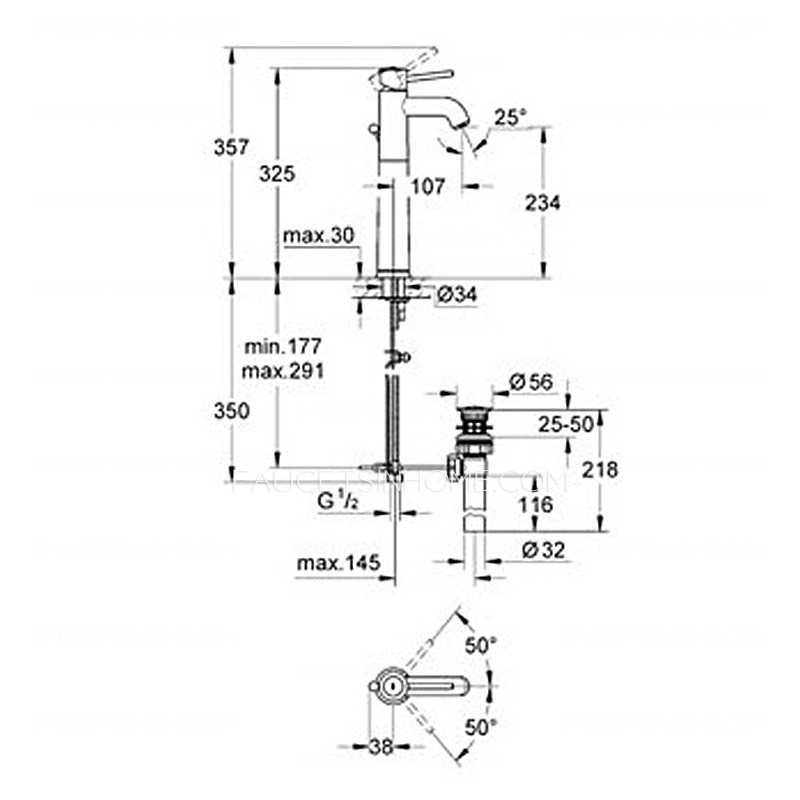 Best Rated Copper Heightening One Handle Bathroom Sink Faucets