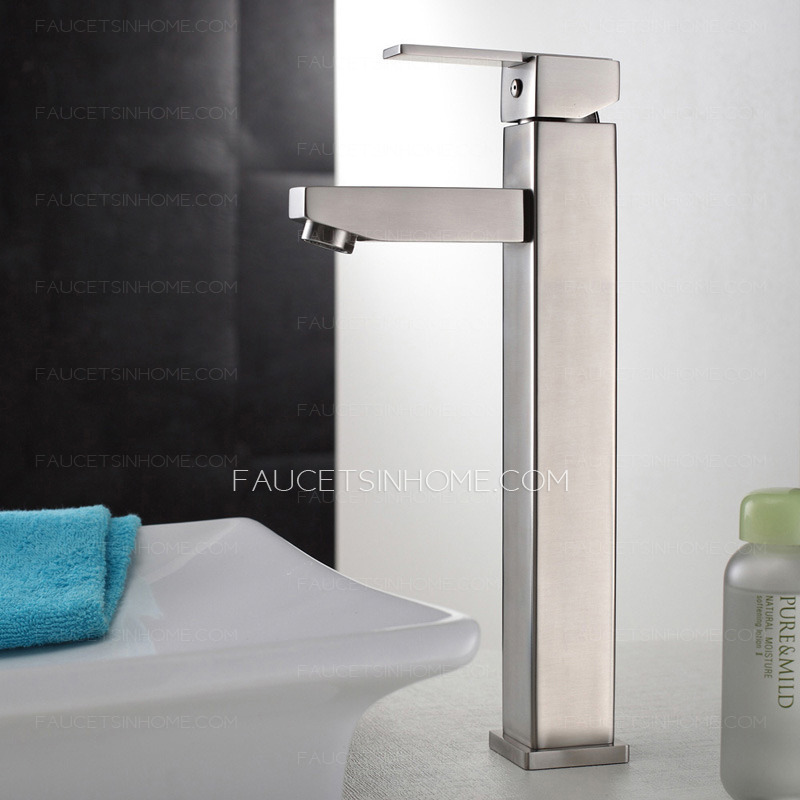 Designed Square Shaped Heightening Stainless Steel Bathroom Faucets