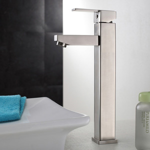 Designed Square Shaped Heightening Stainless Steel Bathroom Faucets