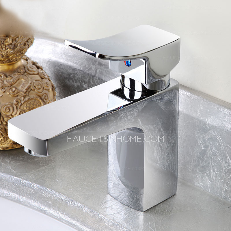 Modern Copper Square Shaped One Handle Bathroom Sink Faucets