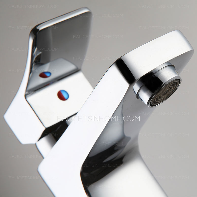 Modern Copper Square Shaped One Handle Bathroom Sink Faucets