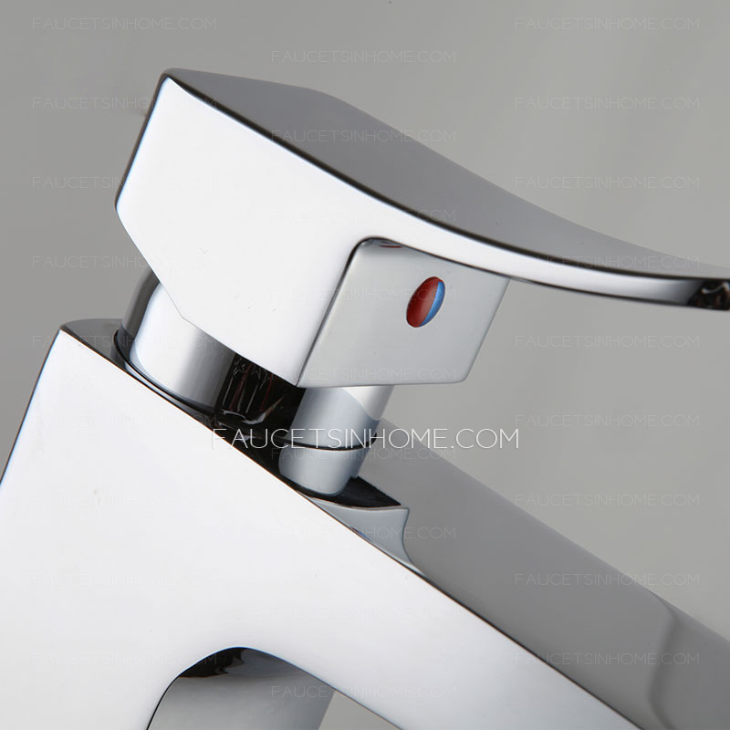 Modern Copper Square Shaped One Handle Bathroom Sink Faucets