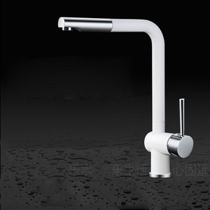 New Arrival White Painting Rotatable Kitchen Faucets With Sprayer