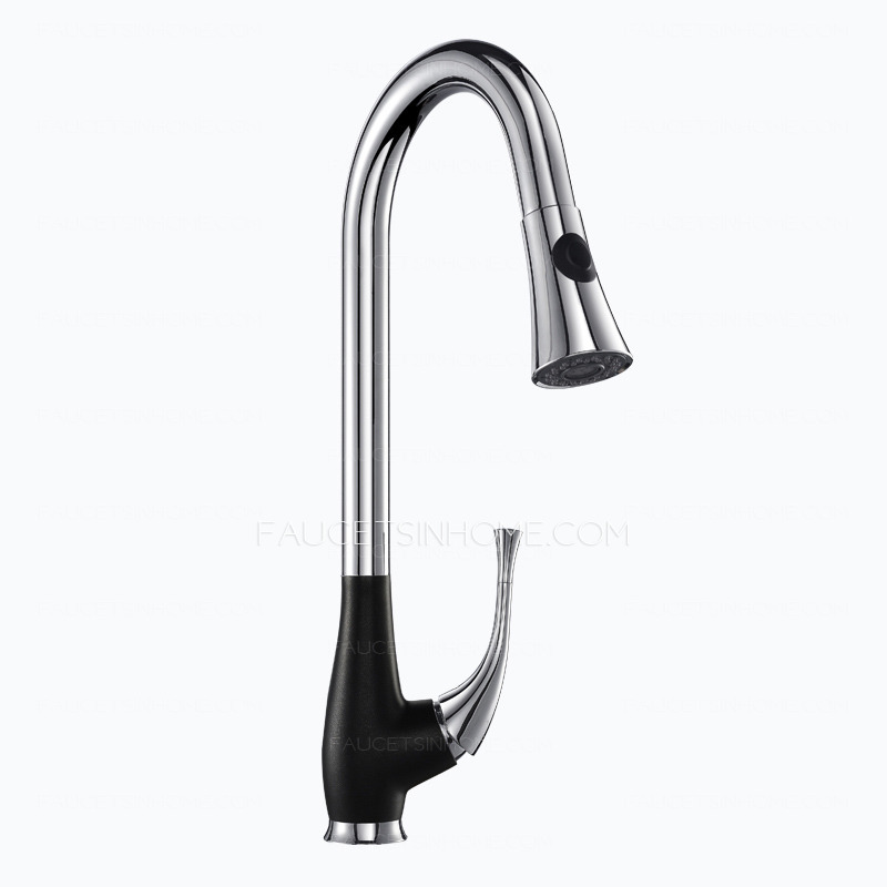 Industrial Pullout Black Painting Brass Casting Kitchen Faucets 