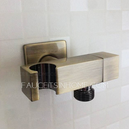 Brass Square Shaped Antique Brass Angle Valve With Bidet Holder