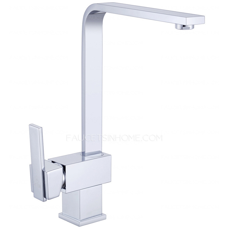 Modern Square Shaped Kitchen Faucet Single Side Handle
