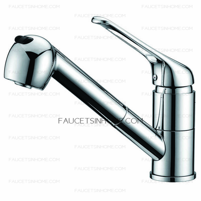 Professional Brass Lengthen Single Handle Kitchen Faucets With Pull Out Spray