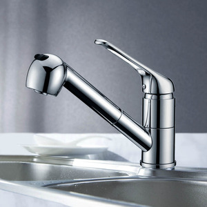 Professional Brass Lengthen Single Handle Kitchen Faucets With Pull Out Spray