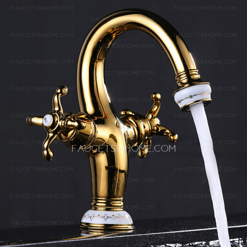 Antique Brass Single Hole Bathroom Sink Faucets