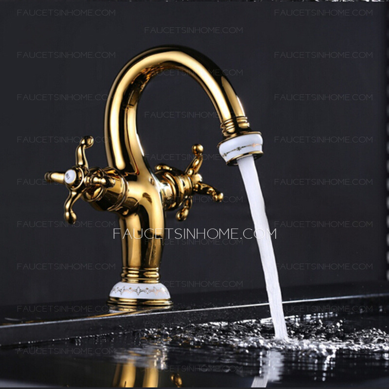 Antique Brass Single Hole Bathroom Sink Faucets