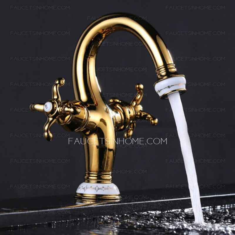 Antique Brass Single Hole Bathroom Sink Faucets