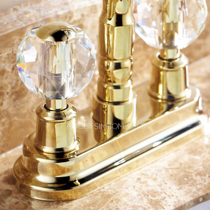 Lengthen Polished Brass Antique Bathroom Sink Faucets Vessel Mount