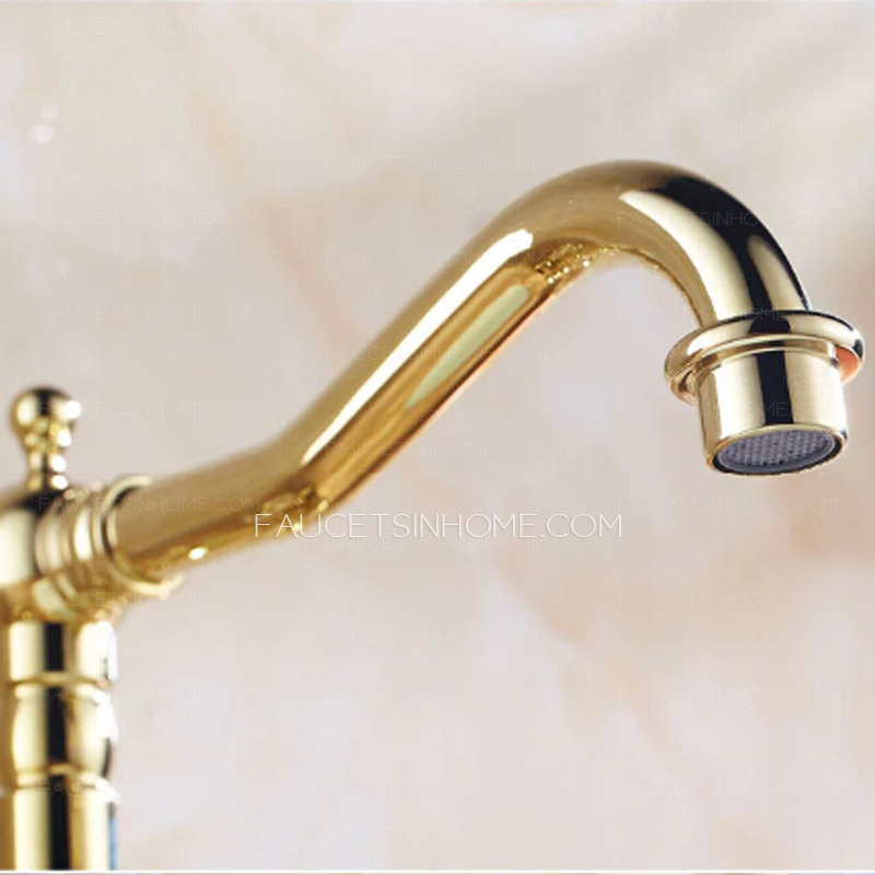 Lengthen Polished Brass Antique Bathroom Sink Faucets Vessel Mount