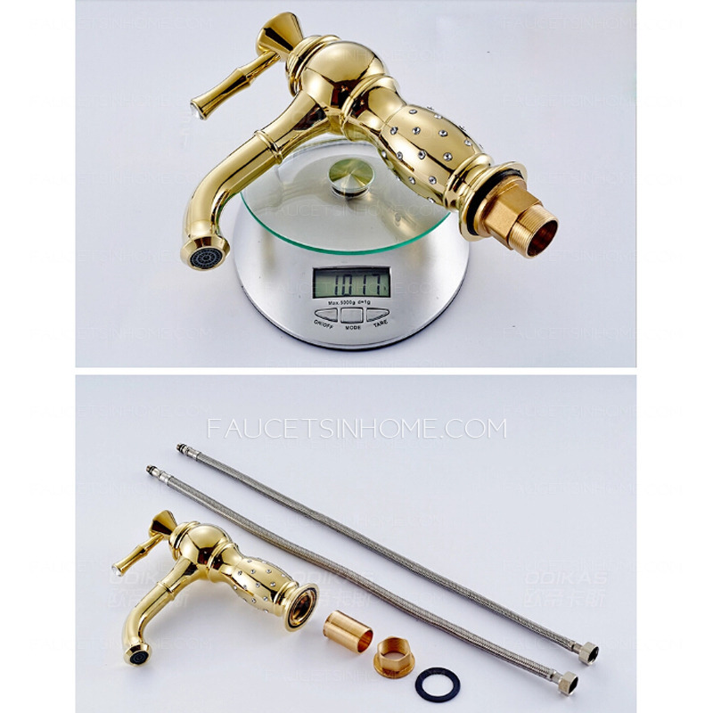 Luxury Golden Rotatable Brass Bathroom Sink Faucet Single Handle