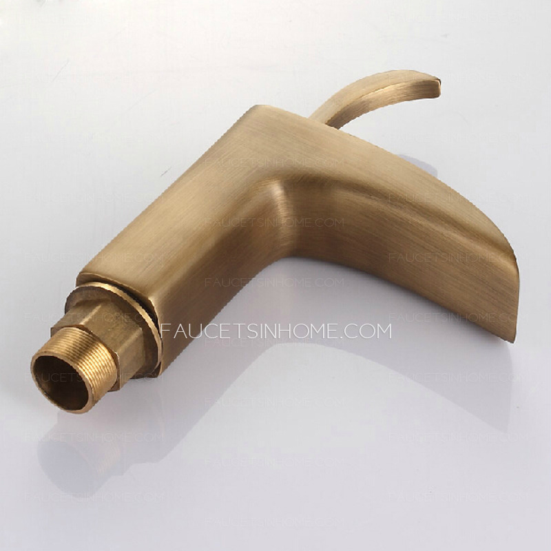 Inexpensive Antique Copper Brushed Waterfall Sink Faucet Bathroom