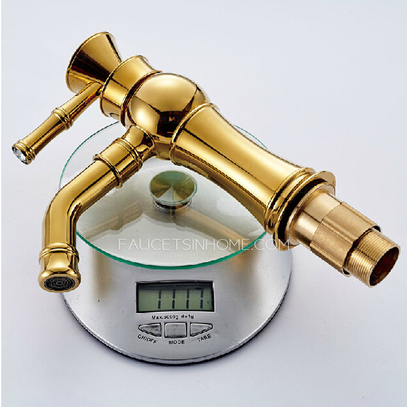 Cheap Golden Brass Rotatable Spout Bathroom Faucet Single Hole