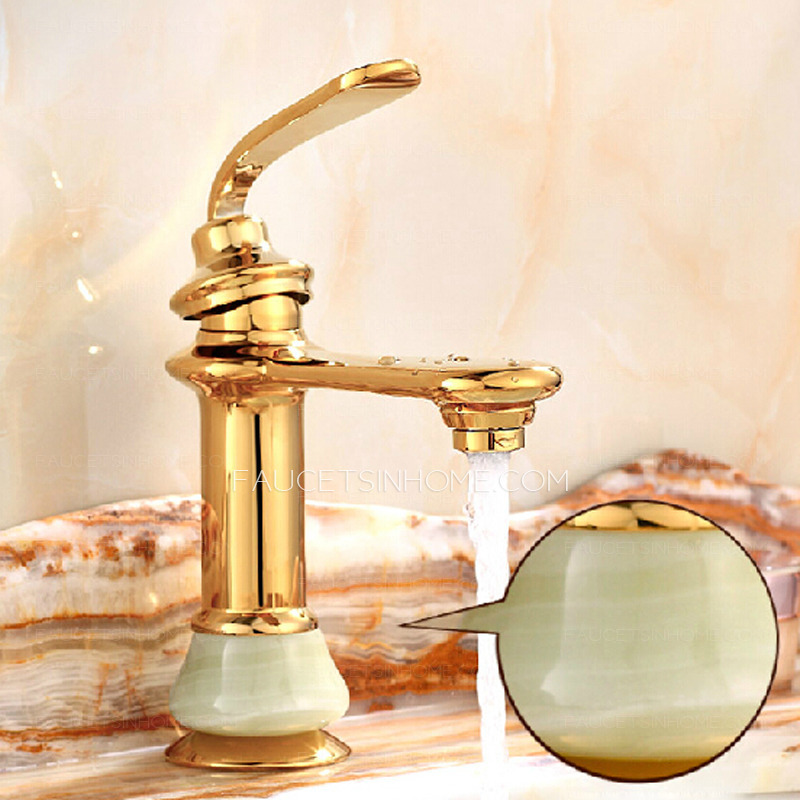 Vintage Jade Polished Brass Single Hole Sink Faucet Bathroom